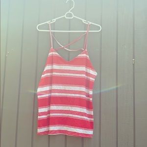 Coral and white striped summer tank